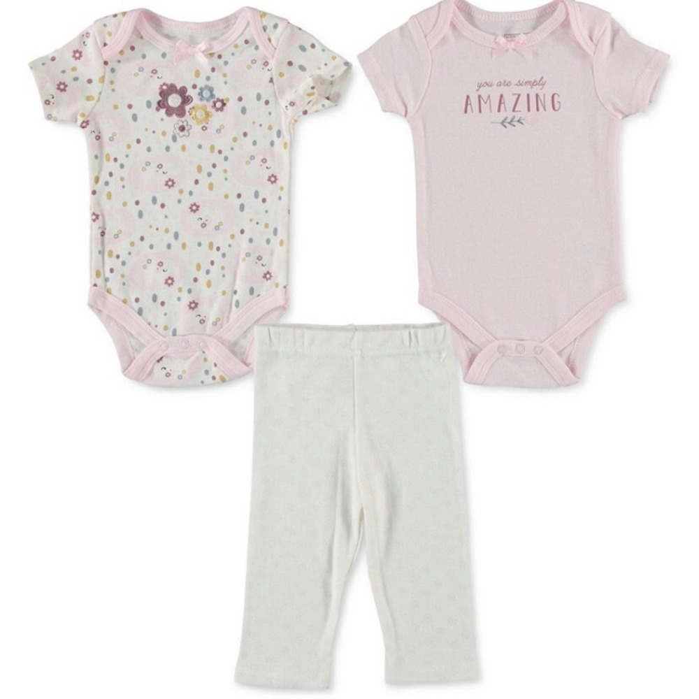 Baby Gear Girls 3 Piece Set 6-9 Months New with Tags 2 Bodysuits 1 Pant Pink
